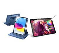 JETech for iPad (A16) 11th/10th Generation (2025/2022) Rotating Case with Pencil Holder and Paper Screen Protector Bundle