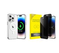 JETech for iPhone 14 Pro Max Full Coverage Privacy Screen Protector and Magnetic Case Bundle
