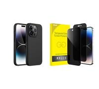 JETech for iPhone 14 Pro Max Full Coverage Privacy Screen Protector and Silicone Case Bundle