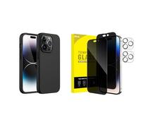 JETech for iPhone 14 Pro Max Silicone Case and Full Coverage Privacy Screen Protector with Camera Lens Protector Bundle