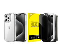 JETech for iPhone 15 Pro Bumper Case and Privacy Full Coverage Screen Protector Bundle