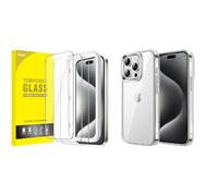 JETech for iPhone 15 Pro Screen Protector and Bumper Case Bundle