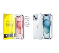 JETech for iPhone 15 Screen Protector with Camera Lens Protector and Bumper Case Bundle