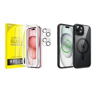 JETech for iPhone 15 Screen Protector with Camera Lens Protector and Magnetic Case Bundle