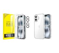 JETech for iPhone 16 Screen Protector with Camera Lens Protector and Bumper Case Bundle