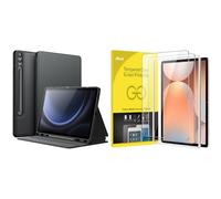 JETech for Samsung Galaxy Tab S9 FE+ / S9 FE Plus 12.4-Inch Slim Folio Stand Case and Tempered Glass Screen Protector Bundle