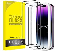 JETech Full Coverage Screen Protector for iPhone 14 Pro Max 6.7-Inch, Black Edge Tempered Glass Film with Easy Installation Tool, Case-Friendly, HD Clear, 3-Pack
