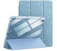 JETech Glitter Case for iPad (A16) 11th/10th Generation (2025/2022) with Pencil Holder, Cute Sparkly Slim Cover for Kids and Girls, Shiny Clear Back Shell (Sky Blue)