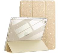JETech Glitter Case for iPad Air 13-Inch M4/M3/M2 (2026/2025/2024) with Pencil Holder, Cute Sparkly Slim Cover for Kids and Girls, Shiny Clear Back Shell (Gold)