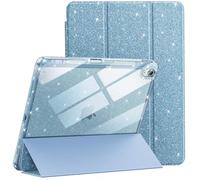 JETech Glitter Case for iPad Air 13-Inch M4/M3/M2 (2026/2025/2024) with Pencil Holder, Cute Sparkly Slim Cover for Kids and Girls, Shiny Clear Back Shell (Sky Blue)