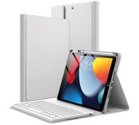 JETech Keyboard Case for iPad 10.2-Inch (2021/2020/2019 Model, 9th/8th/7th Generation) with Pencil Holder, Magnetic Detachable Bluetooth Wireless Keyboard, Soft TPU Back Stand Cover (Silver)