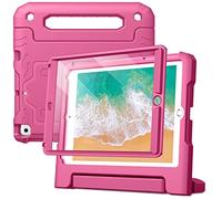 JETech Kids Case for iPad 9.7-Inch (6th/5th Generation, 2018/2017 Model) with Built-in Screen Protector, Shockproof Full-Body Handle Stand Tablet Protective Cover (Rose)