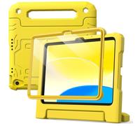 JETech Kids Case for iPad (A16) 11th/10th Generation (2025/2022) with Built-in Screen Protector, Shockproof Full-Body Handle Stand Tablet Protective Cover (Yellow)