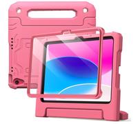 JETech Kids Case for iPad (A16) 11th/10th Generation (2025/2022) with Built-in Screen Protector, Shockproof Full-Body Handle Stand Tablet Protective Cover (Pink)