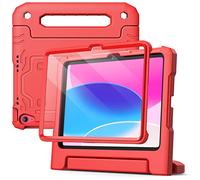 JETech Kids Case for iPad (A16) 11th/10th Generation (2025/2022) with Built-in Screen Protector, Shockproof Full-Body Handle Stand Tablet Protective Cover (Red)