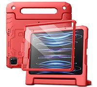 JETech Kids Case for iPad Pro 11 Inch (2022/2021/2020/2018 Model), iPad Air 5/4 (10.9-Inch) with Built-in Screen Protector, Shockproof Full-Body Handle Stand Tablet Protective Cover (Red)
