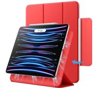 JETech Magnetic Case for iPad Pro 12.9 Inch 2022/2021/2020/2018 (6th/5th/4th/3rd Generation), Pencil 2nd Charging, Magnetic Attachment, Cover Auto Wake/Sleep (Red)