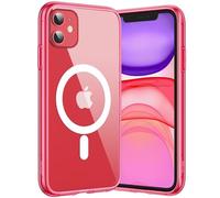 JETech Magnetic Case for iPhone 11 6.1-Inch Compatible with MagSafe Wireless Charging, Shockproof Phone Bumper Cover, Anti-Scratch Clear Back (Red)