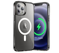 JETech Magnetic Case for iPhone 12 Pro Max 6.7-Inch Compatible with MagSafe Wireless Charging, Shockproof Phone Bumper Cover, Anti-Scratch Clear Back (Black)