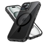 JETech Magnetic Case for iPhone 15 6.1-Inch Compatible with MagSafe Wireless Charging, Shockproof Phone Bumper Cover, Anti-Scratch Clear Back (Black)