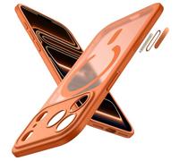 JETech Magnetic Case for iPhone 17 Pro Max 6.9-Inch Compatible with MagSafe, Shockproof Slim Phone Cover with Built-in Camera Control Button, Matte Translucent Back (Orange)