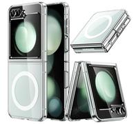 JETech Magnetic Case for Samsung Galaxy Z Flip 5 Compatible with MagSafe Accessories, Transparent Hard PC Protective Phone Cover, Anti-Scratch (Clear)