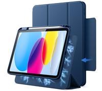 JETech Magnetic Detachable Case for iPad (A16) 11th/10th Generation (2025/2022) with Pencil Holder, Removable Rotating Clear Cover, Portrait/Landscape Stand with Raised Screen View (Navy)