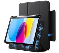 JETech Magnetic Detachable Case for iPad (A16) 11th/10th Generation (2025/2022) with Pencil Holder, Removable Rotating Clear Cover, Portrait/Landscape Stand with Raised Screen View (Black)