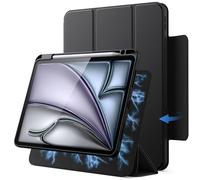JETech Magnetic Detachable Case for iPad Air 11-Inch M4/M3/M2 (2026/2025/2024), iPad Air 5th/4th with Pencil Holder, Removable Rotating Cover, Portrait/Landscape Stand, Raised Screen View (Black)