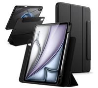 JETech Magnetic Detachable Case for iPad Air 11" M2-M4, Air 5/4, Black | For iPad Air 5/4 10.9" (2026-2020), Removable Rotating Cover, Pencil Holder, Portrait/Landscape Stand, Raised Screen View
