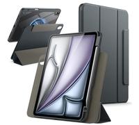 JETech Magnetic Detachable Case for iPad Air 11" M2-M4, Air 5/4, Space Gray | For iPad Air 5/4 10.9" (2026-2020), Removable Rotating Cover, Pencil Holder, Portrait/Landscape Stand, Raised Screen View