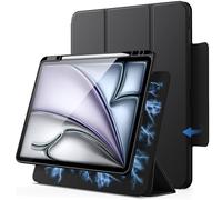 JETech Magnetic Detachable Case for iPad Air 13-Inch M3/M2 (2025/2024) with Pencil Holder, Removable Rotating Clear Cover, Portrait/Landscape Stand with Raised Screen View (Black)