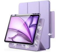 JETech Magnetic Detachable Case for iPad Air 13-Inch M3/M2 (2025/2024) with Pencil Holder, Removable Rotating Clear Cover, Portrait/Landscape Stand with Raised Screen View (Purple)