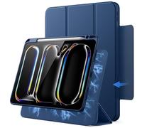 JETech Magnetic Detachable Case for iPad Pro 11-Inch M5/M4 (2025/2024) with Pencil Holder, Removable Rotating Clear Cover, Portrait/Landscape Stand with Raised Screen View (Navy)