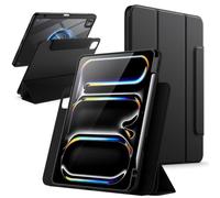 JETech Magnetic Detachable Case for iPad Pro 11" M5/M4, Black | For 2025/2024 Model, Rotating Cover, Portrait/Landscape Stand, Raised Screen View, Auto Wake/Sleep