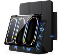 JETech Magnetic Detachable Case for iPad Pro 13-Inch M5/M4 (2025/2024) with Pencil Holder, Removable Rotating Clear Cover, Portrait/Landscape Stand with Raised Screen View (Black)