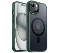 JETech Magnetic Matte Case for iPhone 15, Dark Green
