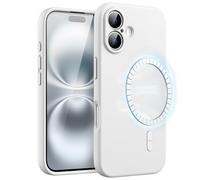 JETech Magnetic Silicone Case for iPhone 16, White | Compatible with MagSafe, Silky Soft Touch, Full Camera Lens Protection, Shock Absorbing Phone Cover