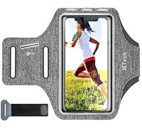JETech Phone Armband Holder with Key Holder and Card Slot for Phone Upto 6.2 inch, iPhone 16e/16/15 Pro/15/14 Pro/14/13 Pro/13, Galaxy S23/S22, Pixel 8a, Water Resistant, Adjustable Band (Grey)