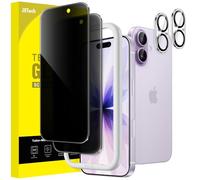 JETech Privacy Screen Protector for iPhone 17 6.3-Inch with Camera Lens Protector, Anti-Spy Tempered Glass Film, Easy Installation Tool, 2-Pack Each