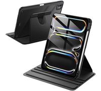 JETech Rotating Case for iPad Pro 11-Inch M5/M4 2025/2024 (6th/5th Generation) with Pencil Holder, 360 Degree Rotation Protective Stand Cover Clear Back, Auto Wake/Sleep (Black)