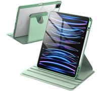 JETech Rotating Case for iPad Pro 12.9-Inch (2022/2021/2020/2018) with Pencil Holder, 360 Degree Rotation Protective Stand Cover Clear Back, Auto Wake/Sleep (Matcha Green)