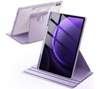 JETech Rotating Case for Samsung Galaxy Tab S10+ 2024/Tab S9 FE+/S9+ 2023 12.4-Inch with S Pen Holder, 360 Degree Rotation Protective Stand Cover Clear Back, Auto Wake/Sleep (Lavender)