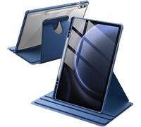 JETech Rotating Case for Samsung Galaxy Tab S10+ 2024/Tab S9 FE+/S9+ 2023 12.4-Inch with S Pen Holder, 360 Degree Rotation Protective Stand Cover Clear Back, Auto Wake/Sleep (Navy)