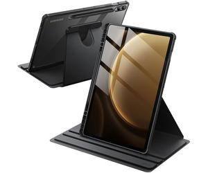 JETech Rotating Case for Samsung Galaxy Tab S10+ 2024/Tab S9 FE+/S9+ 2023 12.4-Inch with S Pen Holder, 360 Degree Rotation Protective Stand Cover Clear Back, Auto Wake/Sleep (Black)