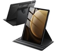 JETech Rotating Case for Samsung Galaxy Tab S10+ 2024/Tab S9 FE+/S9+ 2023 12.4-Inch with S Pen Holder, Not for Tab S10 FE Plus 13.1-Inch, 360 Degree Rotation Protective Stand Cover Clear Back (Black)