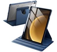 JETech Rotating Case for Samsung Galaxy Tab S10 Lite / S10 FE / S9 FE 10.9-Inch / S9 11-Inch with S Pen Holder, 360 Degree Rotation Protective Stand Cover Clear Back, Auto Wake/Sleep (Navy)