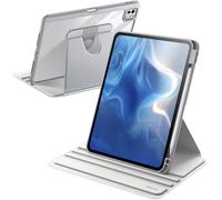 JETech Rotating Case ONLY for iPad Pro 11-Inch M5/M4 2025/2024 (6th/5th Generation) with Pencil Holder, 360 Degree Rotation Protective Stand Cover Clear Back, Auto Wake/Sleep (Silver)