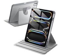 JETech Rotating Case ONLY for iPad Pro 13-Inch M5/M4 (2025/2024) with Pencil Holder, 360 Degree Rotation Protective Stand Cover Clear Back (Silver)