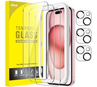JETech Screen Protector for iPhone 15 6.1-Inch with Camera Lens Protector, Bubble Free, Easy Installation Tool, Tempered Glass Film, HD Clear, 3-Pack Each